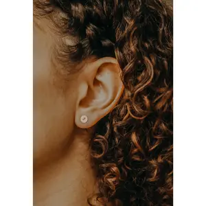 Monogram Dot Stud Earrings in 14K Rose Gold Fill