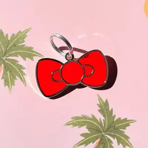 Bow Pet ID Tag - Hello Kitty Kawaii Inspired Durable, Personalized Dog Tag Cat Tag
