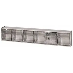 Quantum Storage Systems 6 Compartment Gray Small Parts Tip Out Stacking Bin Organizer 23-5/8" Wide x 4-1/2" High x 3-5/8" Deep, Polystyrene Frame, 3-1/2" Bin Width x 3-3/4" Bin Height x 2-5/8" Bin Depth QTB 306 GRAY