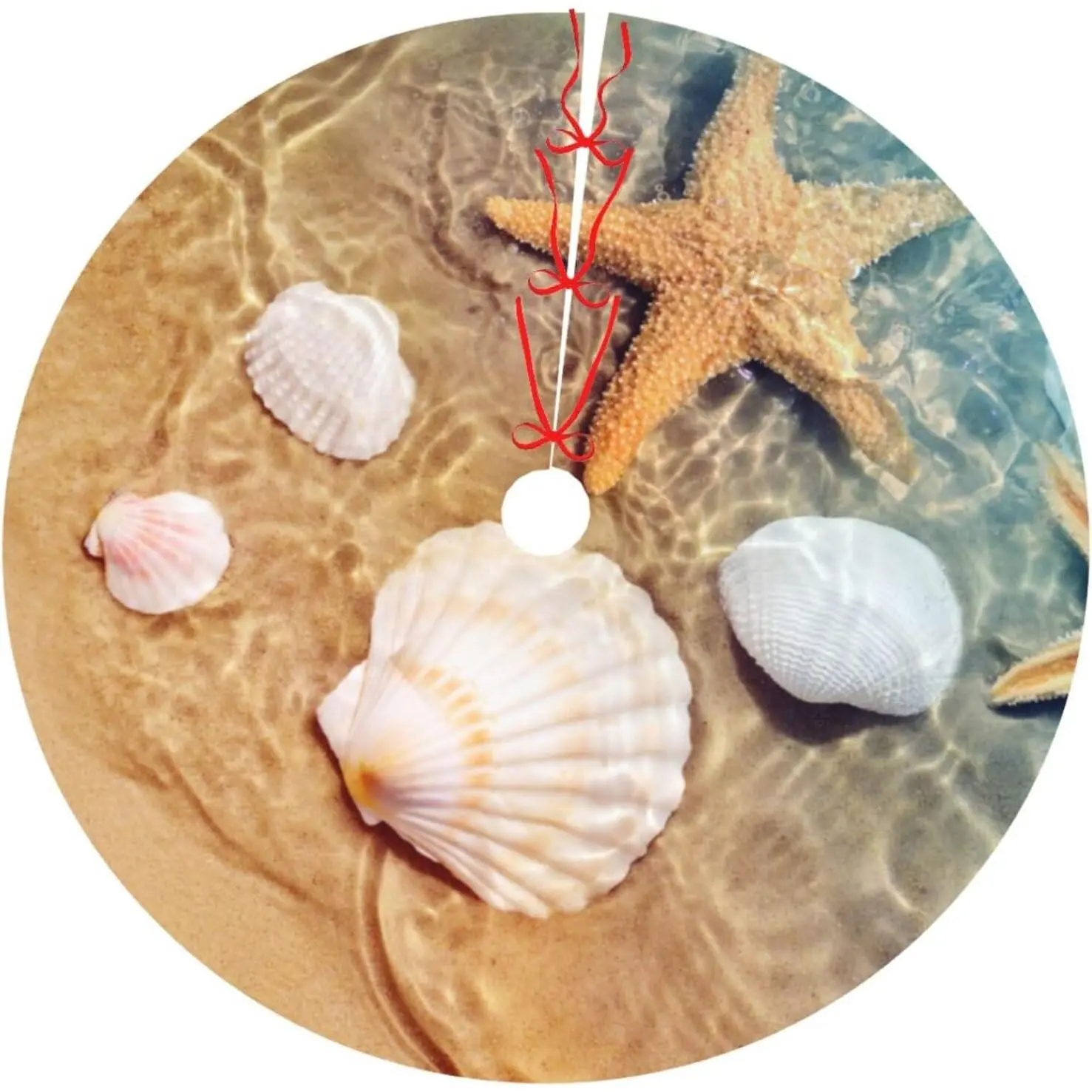 Tropical Beachy Nautical Summer Starfish Seashell Shell Beach Themed Sea 36 Inch Christmas Tree Skirt Round Winter Snow Suitable for Christmas Xmas Halloween Holiday Party Decor Decoration Occasion Tropical Beachy Nautical Summer Starfish Seashell Shell Beach Themed Sea 36 Inch Christmas Tree Skirt Round Winter Snow Suitable for Christmas Xmas Halloween Holiday Party Decor Decoration Occasion