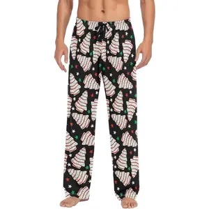 Mens Pajama Pants with Pockets - Soft Cute Lounge Pants for Christmas Tree Cake Occasion