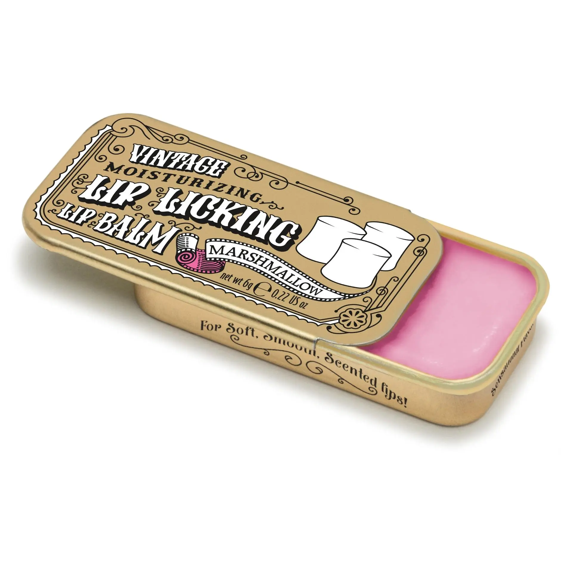 Vintage Kitchen Tin Opener, Marshmallow-Scented Marshmallow Flavored Lip Balm-Shaped, Coconut-Shea Oil Infused, Silky-Smooth Lid Opener Utensil, Lip Care, Moisturizing