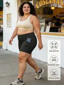 Plus Size Biker Shorts for Women - 3" Black High Waisted Tummy Control Spandex Workout Shorts (0XL-5XL)