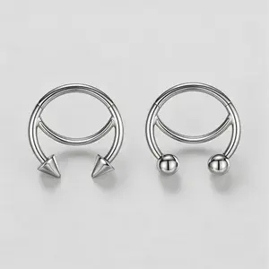 Oufer Titanium 16G Hinged Segment Horseshoe Septum Jewelry(Ends are closed)