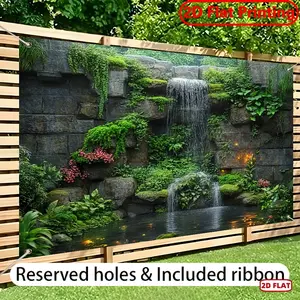 1pc 2D Flat, - Banner Featuring a Green Wall Water Design - Made from Polyester Fabric, Suitable for Photography Backdrops And Parties. This Photographic Cloth Can Be Used for Both Outdoor And Indoor Events
