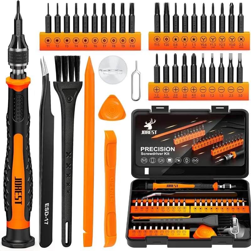 JOREST 40 in 1 CRV Small Precision Screwdriver Set with Torx Triwing Phillips, Mini Repair Tool Kit for Macbook, Computer, Laptop, PC, iPhone, PS5, Xbox, Switch, Glasses, Watch, Ring Doorbell, Electronics