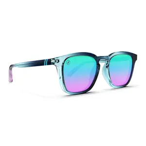 Blenders Sydney Rain Dance Sunglasses – Polarized Blue & Purple Mirror Lenses, UV400 Protection, Scratch-Resistant, Gloss Navy & Light Blue Fade Frame, Medium-Large Fit