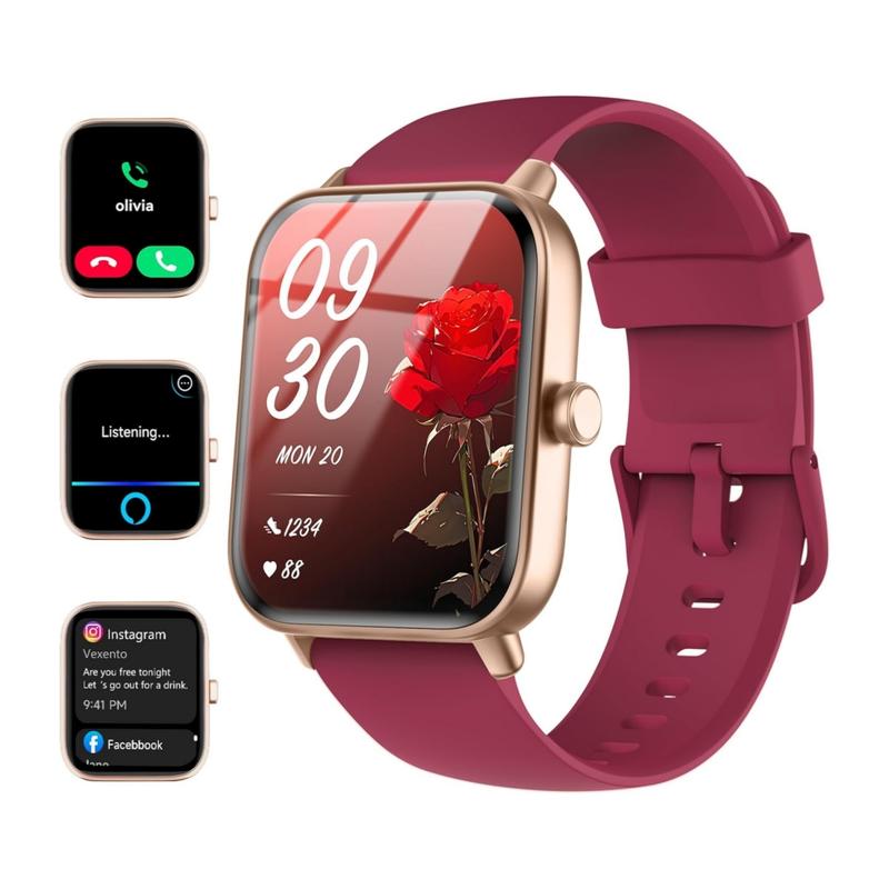 Smartwatch for Women, Alexa Built-in, 1.8" Fitness Tracker, IP68 Waterproof Smartwatch for Android & iPhone with Bluetooth Call (Answer/Make), Heart Rate/SpO2/Sleep Monitor/Pedometer,