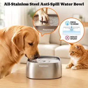 Pawtners Dog Water Bowl for Small Medium Large Dogs, No-Spill Pet Water Bowl, Slow Water Feeder Bowl for Dogs Cats, Floating Disk Design Dogs Drinking Bowl, Slow Feeder Bowls