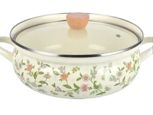 Stock Pot with Lid, Floral Retro Cooking Pot for Stove Non Stick Soup Pot, Induction Pasta Pot, All Stove Compatible