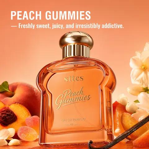 Sttes Women's Peach Gummies Eau de Parfum - Sweet Peach Floral Ambery Fragrance with Floral Scent, Long-Lasting Daily Spray, 100ml/3.4 fl oz, Back to School, Spray Daily