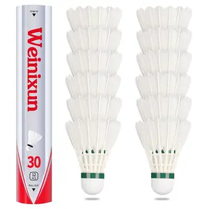 Goose Feather Badminton Shuttlecocks Birdies, 12 Pack Hight Speed Training Badminton Balls with Great Stability for Indoor Outdoor Sports