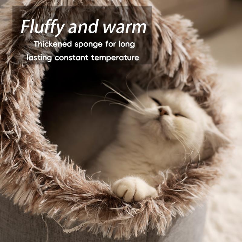 BOOTEELY Comfortable Resting Bed Plush Enclosed Cats Nests Warm Cats Hideaways for Indoor Use in Winter Portables Pet Shelter