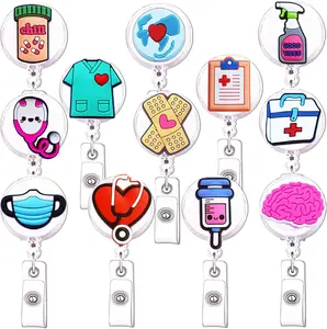 12 Pack Cute Nurse Badge Reels Nursing ID Retractable Badge Reels Funny Nurse Badge for Nurses Doctor Hospital  Health Worker Office Gifts