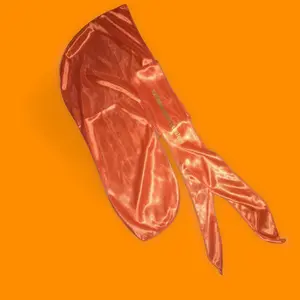 Breathable Silk Orange Durag with Majestic Hair Bundles Print for Men and Women