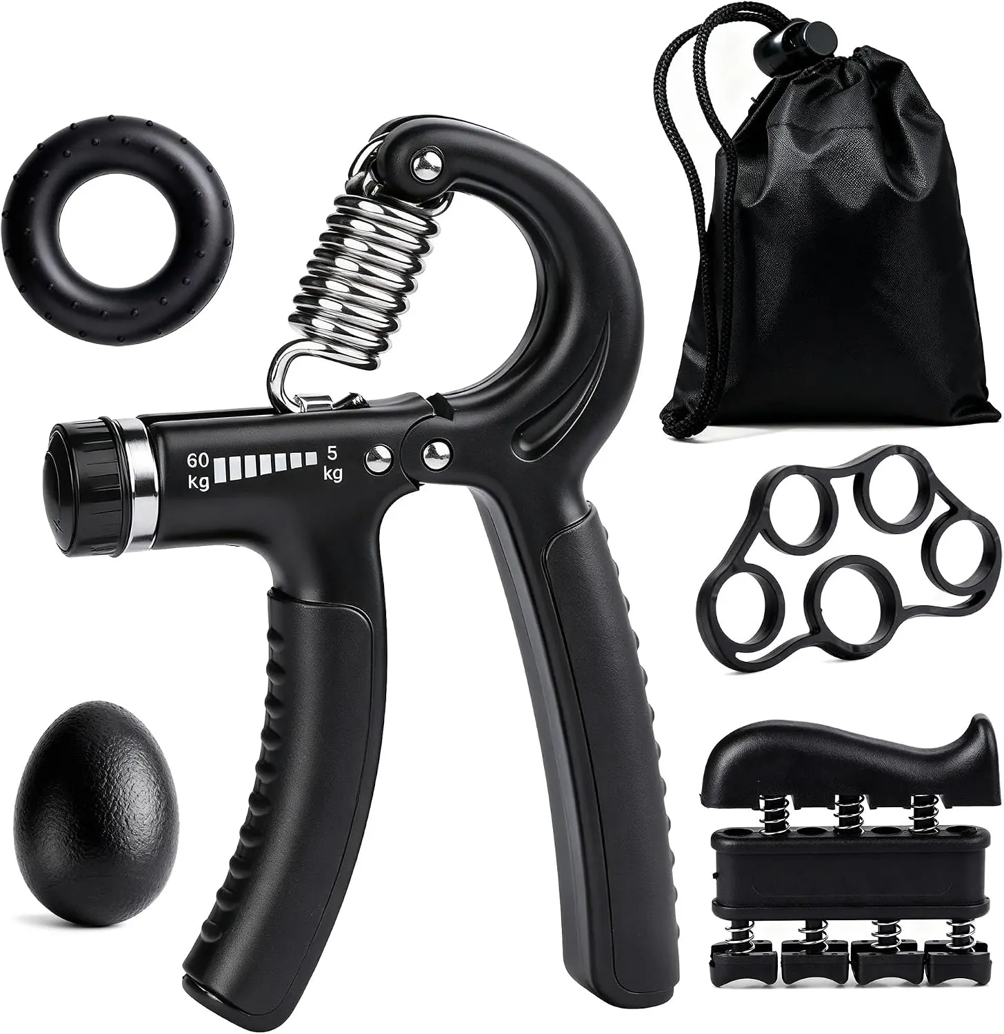 Adjustable Resistance Hand Grip Strength Trainer Kit - 5-Pack Forearm Strengthening Devices for Fitness Strength Training