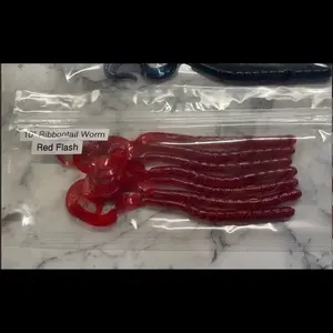 Red Flash | Ribbontail Worm 10” bass fishing