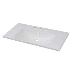 Roomfitters 36" Bathroom Vanity Sink Top with Overflow, Drop-in Resin Sink with 3 Holes, Small Space Design, White