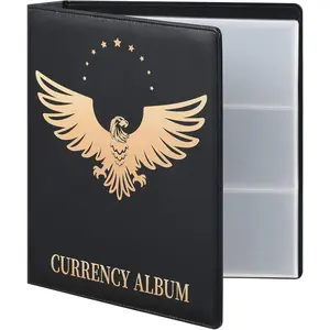 90 Pockets Dollar Bill Holders for Collectors, Premium PU Banknote World  Collection Album, Classic  Collecting Storage Book Album Binder Supplies (Black)