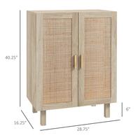 2 Rattan Doors, 3-Tier Shelf, Natural 