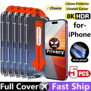 Oleophobic Coating Dust Free Installation Privacy Screen Protector For iPhone 13 11 12 14 15 16 Pro Max XS X XR 14 15 Plus Glass