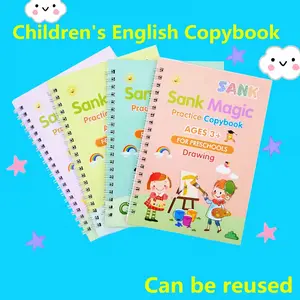 Sank Magic Practice Copybook Set of 4 Books 5 Refills 1 Pen Holder for Groove Calligraphy Writing Beginners Christmas Stocking Stuffers