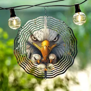 Eagle Wind Chime Outdoor Garden Decor 360 Rotating Hook Colorful Reflective Artwork Durable Metal Design Outdoor Wind Chimes for Patio Yard Balcony No Electricity Needed