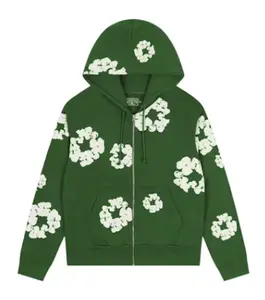 Denim Tears Cotton Wreath Zip Hoodie Green - size XL