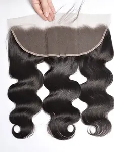 13X4 Body Wave Human Hair Lace Frontal Transparent Lace Closure Ear to Ear Lace Frontal Pre Plucked with Baby Hair Virgin Human Hair Human Hair Weave Deep Wavy Wigs