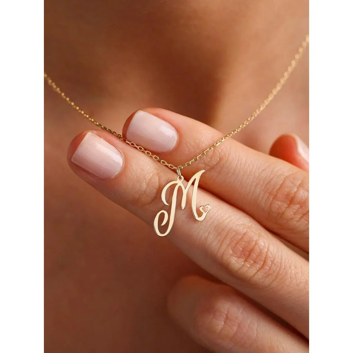 1Pc Minimalist Dainty Heart Initial Letter Pendant Necklace For Women Girls 26 English Letters Stainless Steel Clavicular Chain Necklaces Fashion Jewelry Gift