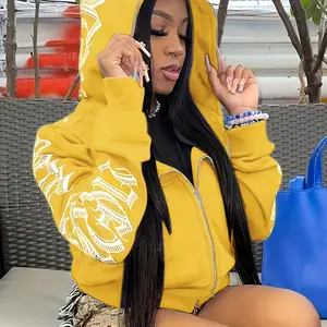 Letter Print Cyber Y2K Gothic Punk Zip-Up Hoodie – Women’s Edgy Streetwear Slay! Gadotboutique