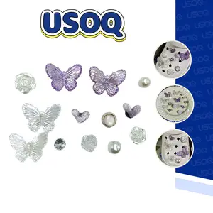 USOQ 13pcs Shoe Charms Colorful Butterfly Ornaments Cave clog Shoe Buckle DIY Accessories Button Decor Footwear design shoe charm Bedroom