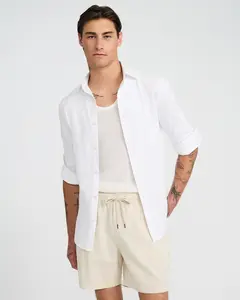 Express Men's 6" Linen-blend Drawstring Elastic Waist Short