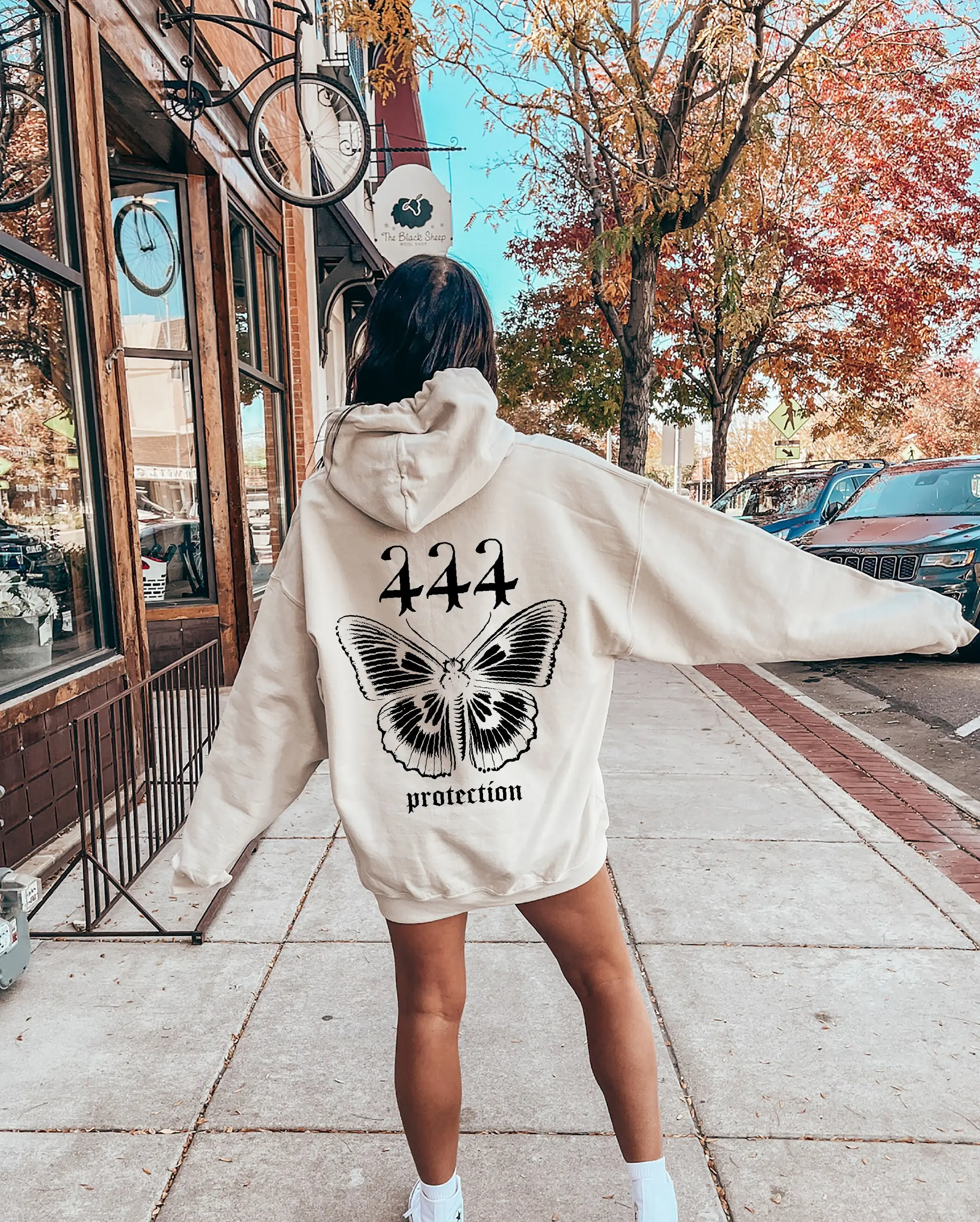 Women's Aesthetic Shirt, 444 Angel Protection  Sweatshirt for Women, Minimalist Butterfly Shirt, Inspirational Graphic Tee For Her,D6730 Best Price