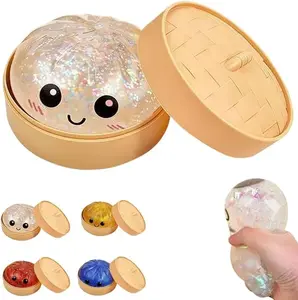 Glitter Dumpling, Dumpling Squishy,  Rainbow Dumplings, Stress Relief Sensory Ball, Anxiety Relief Fidget, Soft Squeeze Decompression Dough