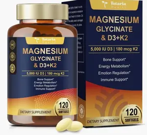 9-in-1 Magnesium Glycinate 500mg + Vitamin D3 5000 IU & K2 Complex - High Absorption - Healthy Stress, Sleep, Muscle Function, Bone Health & Energy Supports | Non-GMO, Gluten-Free 120 Softgels