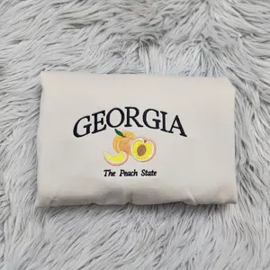 Georgia Embroidered Crewneck - Georgia the Peach State Crewneck - Peach Shirt - Southern Charm Crewneck