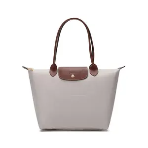 Longchamp Le Pliage 28 Tote Bag with Leather Trim in Paper Color for Women