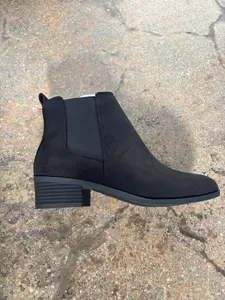 Black Suede Pointed Low Heel Ankle Booties Black Suede Pointed Low Heel Ankle Booties