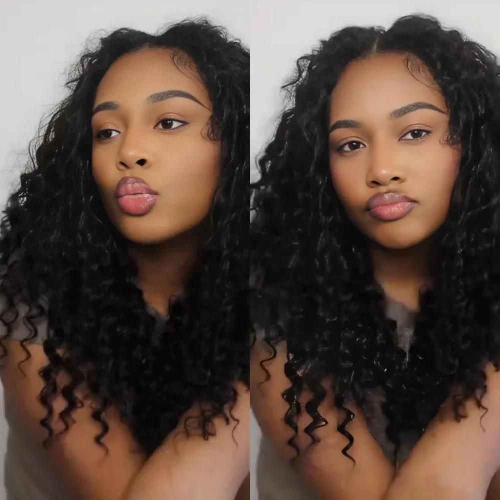 Premium Kinky Curly Human Hair Braids, Natural Black Deep Wave Crochet Hair, Small Spirals Feather Extensions for Female with Natural Look #SummerWins #DealsForYouDays, Crochet Hair Human Hair, Long