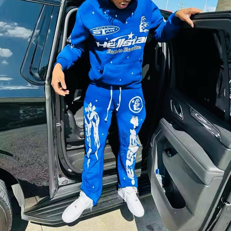 Men&Women H3ll Star Full Set Black Hoodie and Sweatpants, Men Women's Casual Pants and Top Set Hip Hop Streetwear, Gift for Her Him