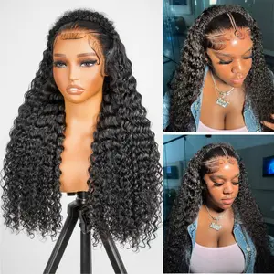 [New In] Asteria Hair Deep Wave Pre Braid Wigs 13×4 Lace Frontal Wig Huamn Hair With Baby Hair Pre Bleached Natural Black Wig