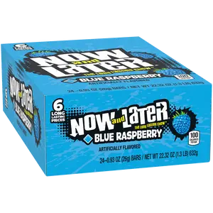 Now and Later Blue Raspberry 24 ct. - Firm and Chewy Sweet Candy with Blue Raspberry Flavor - 24 Count Flavor Snack Bonbon
