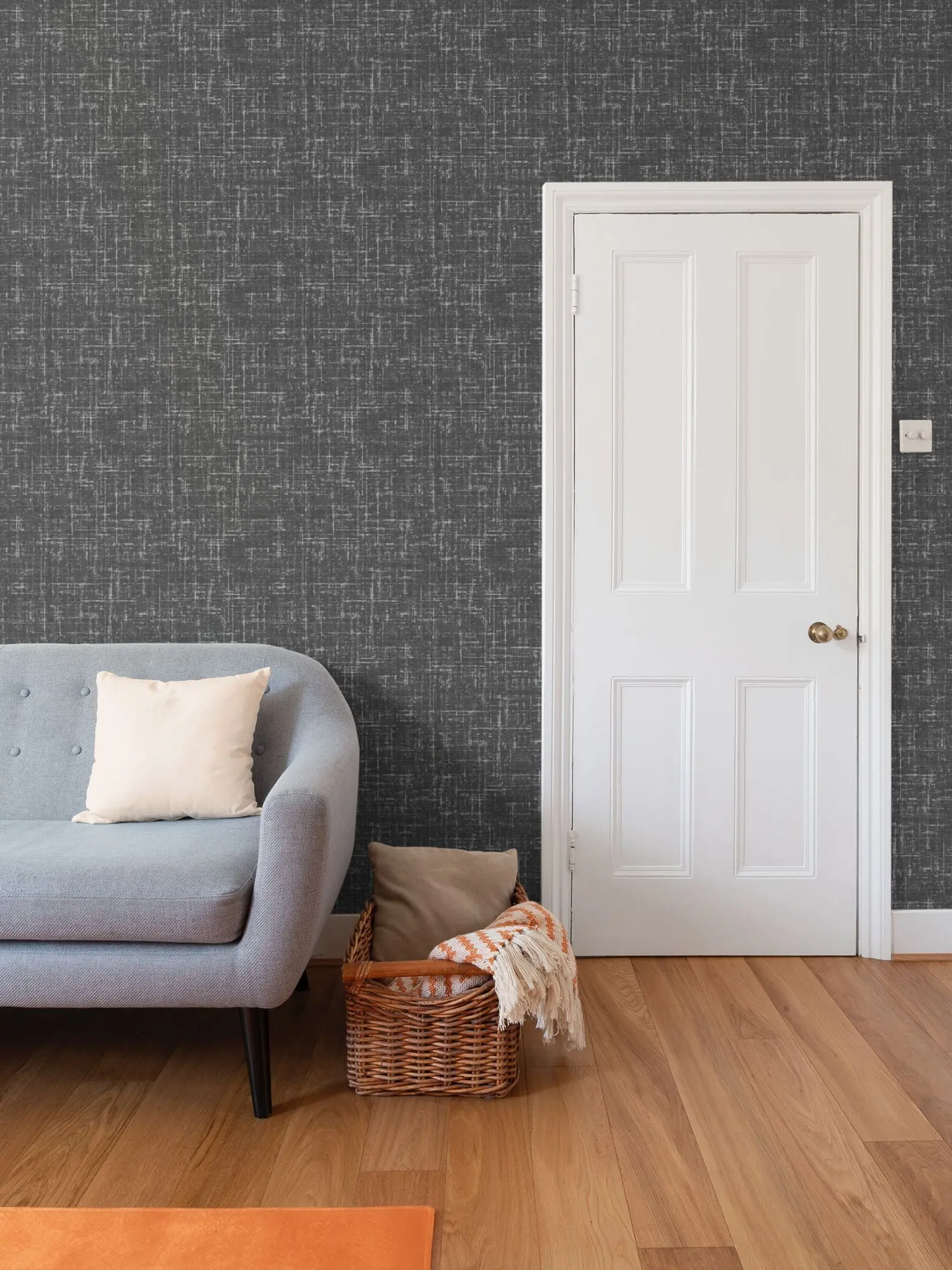 Midnight Woven Dark Textured  Wallpaper