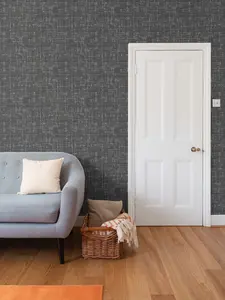 Midnight Woven Dark Textured  Wallpaper
