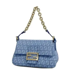 Pre-owned FENDI canvas Shoulder Bags Mamma Baguette Blue Handbag 4000025526444