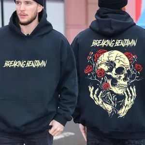 Breaking Benjamin Hoodie – Vintage Heavy Cotton Oversized Unisex Alternative Metal Post-Grunge Hard Rock Band Hoodie, Retro Y2K Rock Streetwear, Arena Tour Concert Merch, Live Tour Graphic for Music Fans