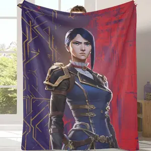 Arcane themed premium flannel blanket featuring elegant blue and gold geometric pattern print super soft cozy lightweight and durable perfect for living room bedroom college dorm gaming room or as a unique gift for fans friends and holidays. summerwins