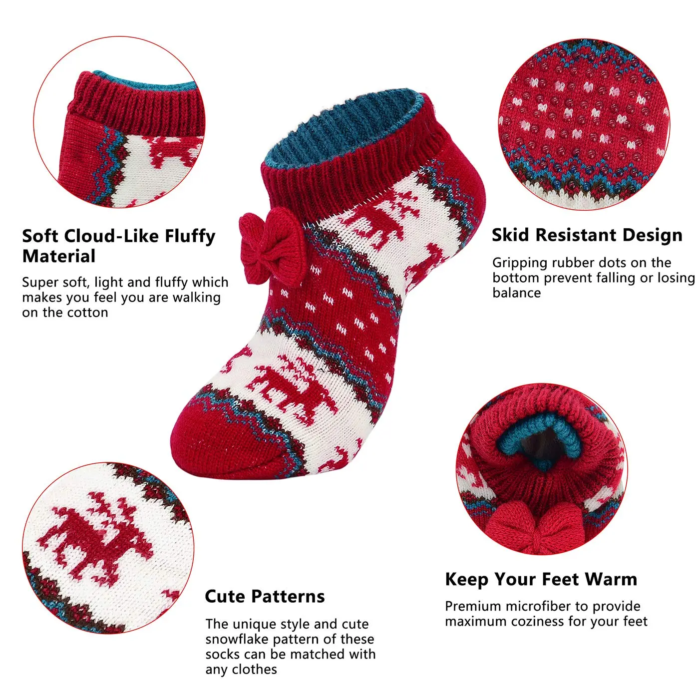 Slipper Socks for Women Non Slip Christmas Socks Comfy Warm Winter Grippy Socks with Grippers