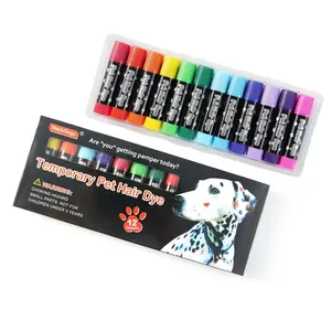 12pcs Dog Hair Dye Kit, Non-Toxic Temporary Bright Color, Washable Pet Safe Paint, Suitable for Dogs and Cats, Animal Coloring Supplies